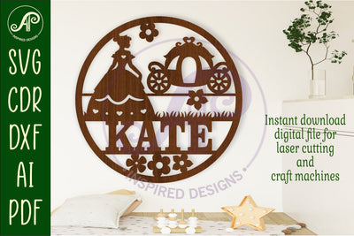 Princess name wall art sign, SVG file SVG APInspireddesigns 