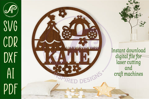 Princess name wall art sign, SVG file SVG APInspireddesigns 