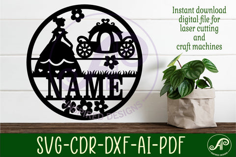 Princess name wall art sign, SVG file SVG APInspireddesigns 