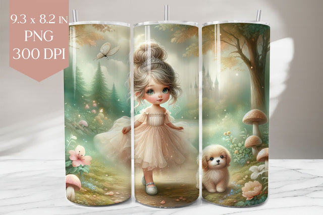 Princess & Puppy 20oz Tumbler Wrap PNG Sublimation Sublimation BijouBay 