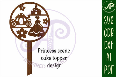 Princess scene cake topper SVG laser cut SVG APInspireddesigns 