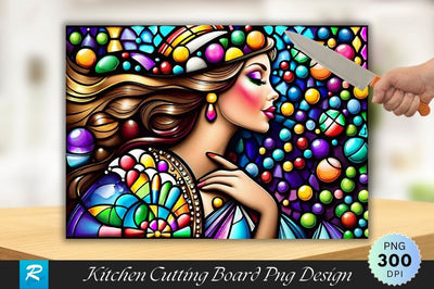 Princess Stained Glass Background Cutting Board PNG Design Sublimation Regulrcrative 