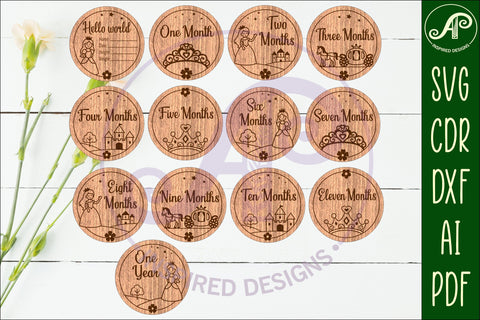 Princess themed Baby monthly milestone discs SVG SVG APInspireddesigns 