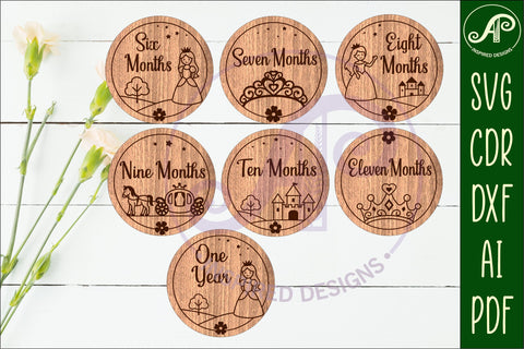 Princess themed Baby monthly milestone discs SVG SVG APInspireddesigns 