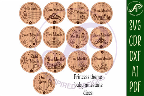 Princess themed Baby monthly milestone discs SVG SVG APInspireddesigns 