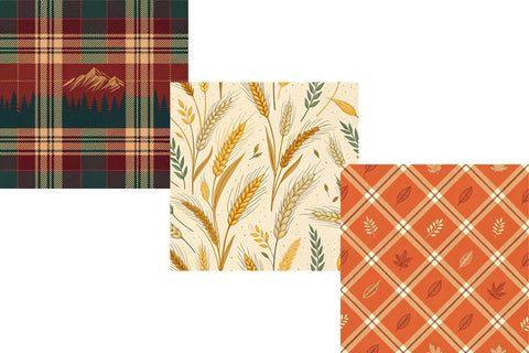 Printable Autumn Plaid Digital Patterns, Digital Paper Digital Pattern FloridPrintables 