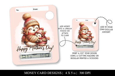 Printable Bird & Baby Mother's Day Money Holder Card Sublimation BijouBay 
