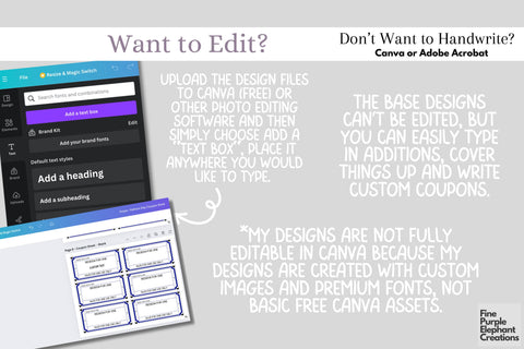 Printable Blue Heart Father's Day Digital Coupon Book Cards Digital Pattern Fine Purple Elephant Creations 