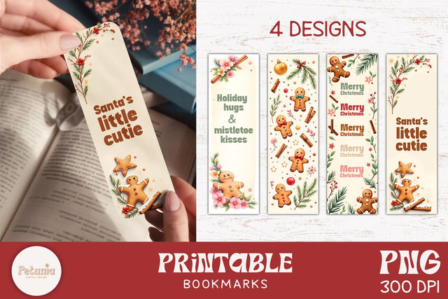 Printable Christmas Bookmark | Christmas Bookmarks Sublimation Petunia Digital Design 