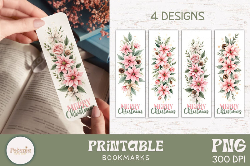 Printable Christmas Bookmark | Christmas Bookmarks Sublimation Petunia Digital Design 