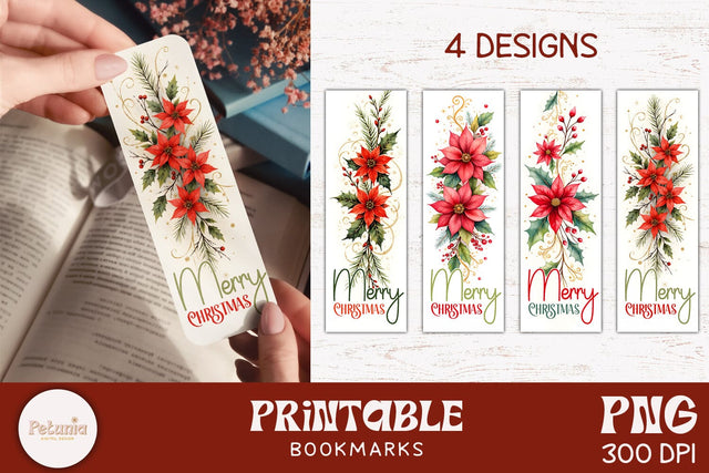 Printable Christmas Bookmark | Christmas Bookmarks Sublimation Petunia Digital Design 