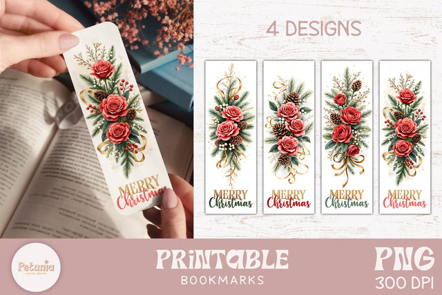 Printable Christmas Bookmark | Christmas Bookmarks Sublimation Petunia Digital Design 