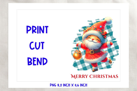 Printable Christmas card template, cute gnome cartoon PNG Sublimation Angelina Semenova 