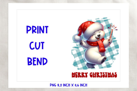 Printable Christmas card template, cute polar bear cartoon Sublimation Angelina Semenova 