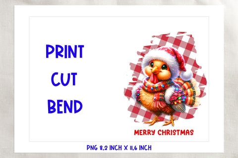 Printable Christmas card template, dancing cute turkey PNG Sublimation Angelina Semenova 