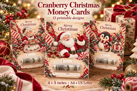 Printable Christmas Money Cards Sublimation BijouBay 