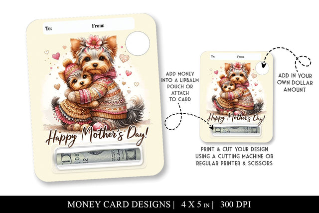 Printable Dog & Baby Mother's Day Money Holder Card Sublimation BijouBay 
