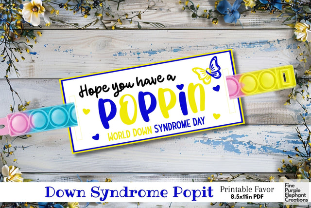 Printable Down Syndrome Awareness Kids Fidget Pop It Bracelet Popit Paper Cards Digital Pattern Fine Purple Elephant Creations 