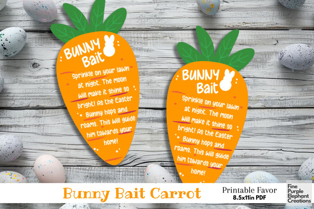 Printable Easter Bunny Bait Digital Paper Cards | Kid Favor Activity Digital Pattern Fine Purple Elephant Creations 