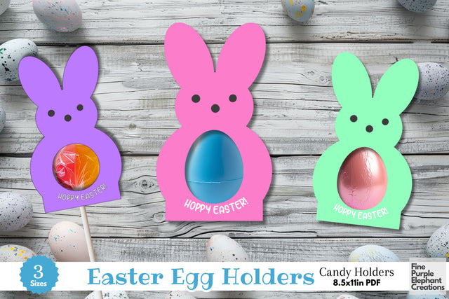 Printable Easter Bunny Candy Treat Holder Digital Paper Cards Digital Pattern Fine Purple Elephant Creations 