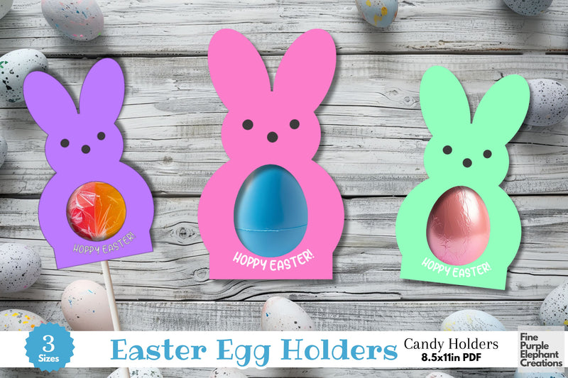 Printable Easter Bunny Candy Treat Holder Digital Paper Cards Digital Pattern Fine Purple Elephant Creations 