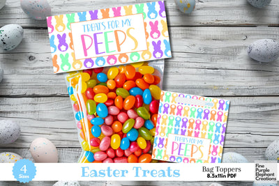 Printable Easter Bunny Peeps Treat Bag Topper Favor Digital Pattern Fine Purple Elephant Creations 