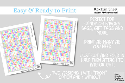 Printable Easter Bunny Peeps Treat Bag Topper Favor Digital Pattern Fine Purple Elephant Creations 