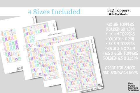 Printable Easter Bunny Tail Treat Bag Topper Favor Digital Pattern Fine Purple Elephant Creations 