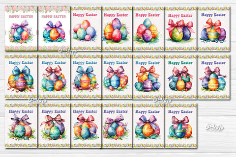 Printable Easter card Bundle Watercolor Easter animals postcard Sublimation Createya Design 