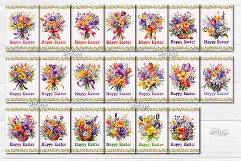 Printable Easter card Bundle Watercolor Easter animals postcard Sublimation Createya Design 