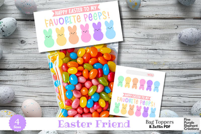 Printable Easter Favorite Peep Treat Bag Topper Favor Digital Pattern Fine Purple Elephant Creations 