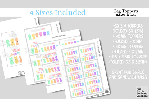 Printable Easter Favorite Peep Treat Bag Topper Favor Digital Pattern Fine Purple Elephant Creations 