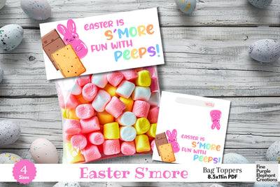 Printable Easter Peep S'mores Treat Bag Topper Favor Digital Pattern Fine Purple Elephant Creations 