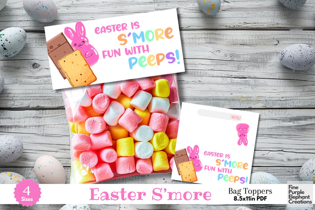 Printable Easter Peep S'mores Treat Bag Topper Favor Digital Pattern Fine Purple Elephant Creations 