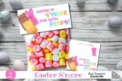 Printable Easter Peep S'mores Treat Bag Topper Favor Digital Pattern Fine Purple Elephant Creations 