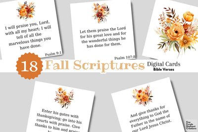 Printable Floral Watercolor Thanksgiving Scripture Cards 3D Paper Fine Purple Elephant Creations 