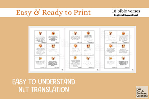 Printable Floral Watercolor Thanksgiving Scripture Cards 3D Paper Fine Purple Elephant Creations 