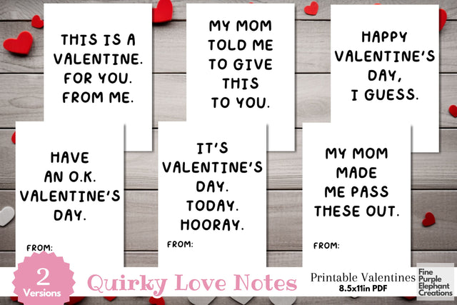 Printable Funny Teenage Valentine Digital Paper Cards Digital Pattern Fine Purple Elephant Creations 