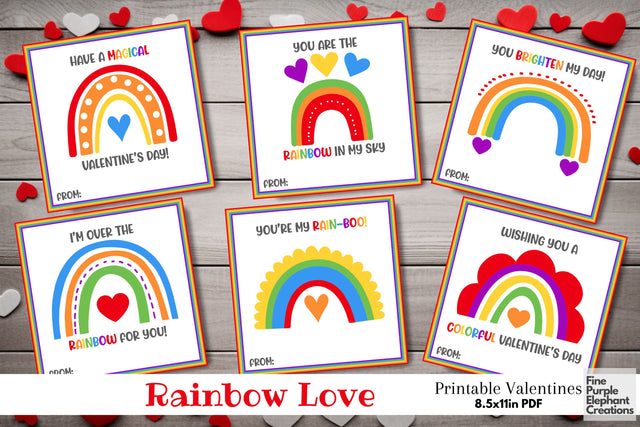Printable Kid Bright Colored Pride Boho Rainbow Valentine Digital Paper Card Digital Pattern Fine Purple Elephant Creations 