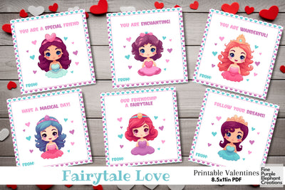 Printable Kid Magical Princess Valentine Digital Paper Card Digital Pattern Fine Purple Elephant Creations 