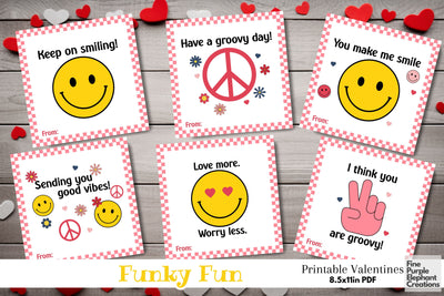 Printable Kid Retro Peace Smiley Face Valentine Digital Paper Card Digital Pattern Fine Purple Elephant Creations 