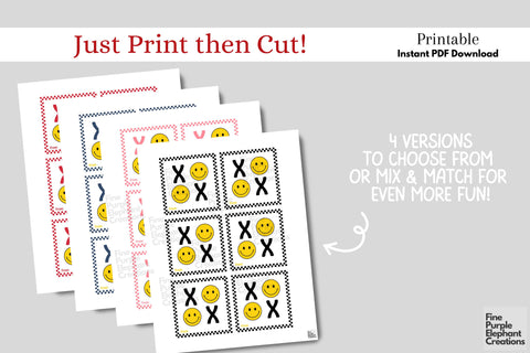 Printable Kid Smiley Face XOXO Valentine Digital Paper Card Digital Pattern Fine Purple Elephant Creations 