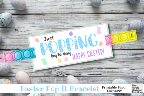 Printable Kids Fidget Pop It Poppin Bracelet Easter Popit Paper Cards Digital Pattern Fine Purple Elephant Creations 