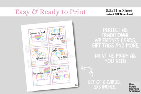 Printable Kids Fidget Pop It Valentine Digital Paper Cards Digital Pattern Fine Purple Elephant Creations 