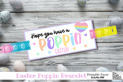 Printable Kids Fidget Poppin Pop It Bracelet Easter Popit Paper Cards Digital Pattern Fine Purple Elephant Creations 