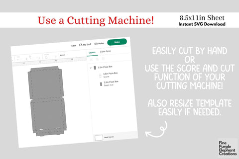 Printable Kids Pizza Valentine Digital Paper Cards | Pizza Box Template Digital Pattern Fine Purple Elephant Creations 