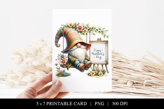 Printable Mother's Day Gnome Flat Card Sublimation BijouBay 