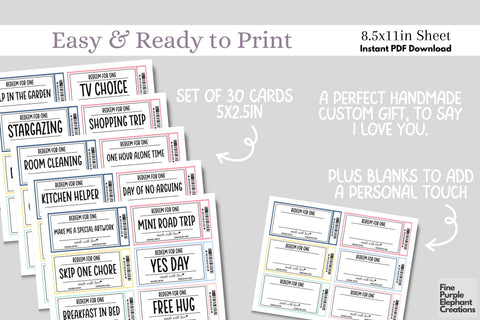 Printable Pastel Mother's Day Digital Coupon Book Cards Digital Pattern Fine Purple Elephant Creations 