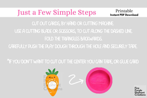 Printable Play Dough Bunny Carrots Easter Digital Paper Cards Digital Pattern Fine Purple Elephant Creations 