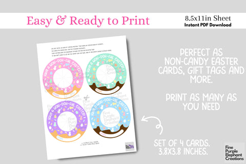 Printable Play Dough Donut Easter Digital Paper Cards Digital Pattern Fine Purple Elephant Creations 